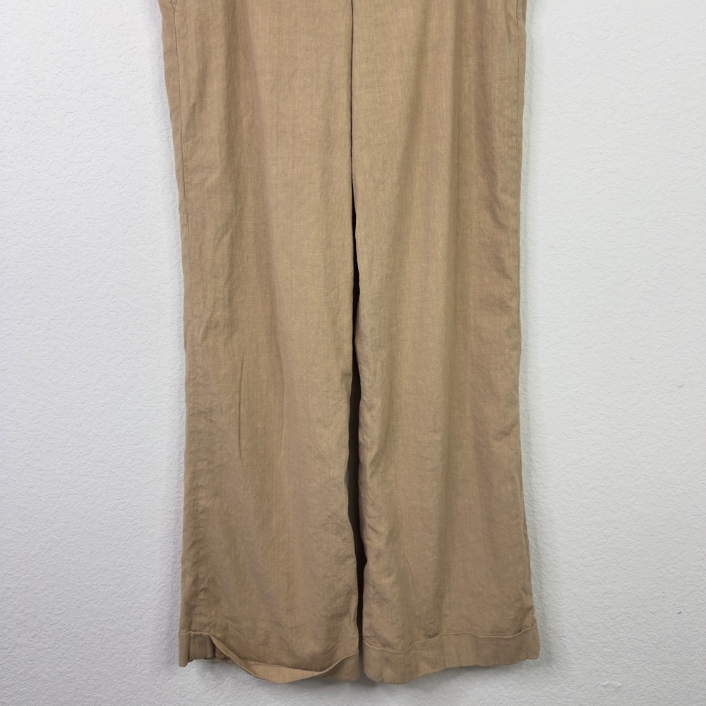 Burberry Pants Women 8 Brown Linen Blend Wide Leg Quiet Luxury Minimalist Career - Picture 4 of 8